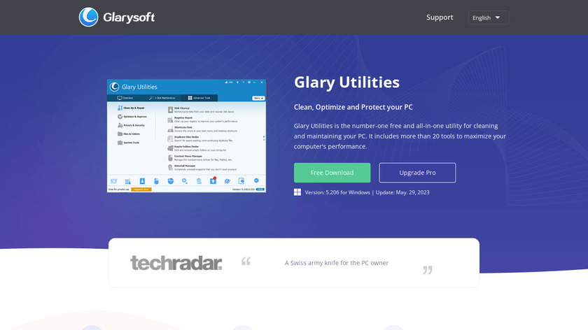 Glary Utilities Landing Page