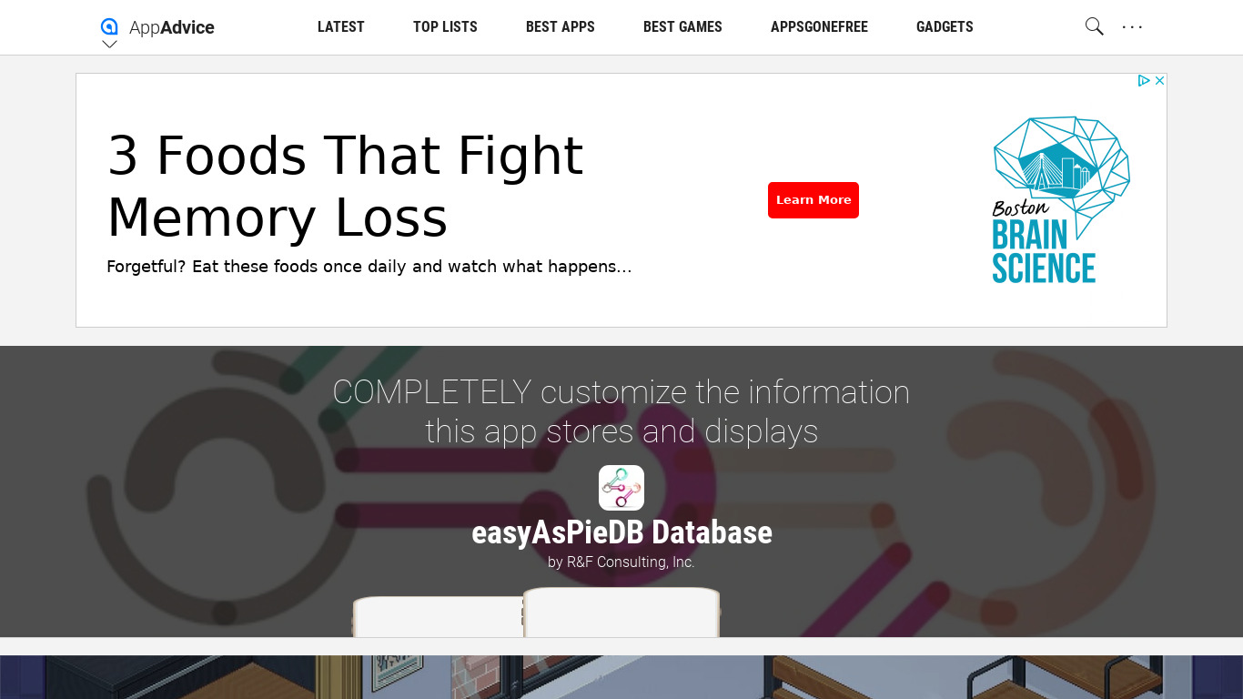 easyAsPieDB Landing page