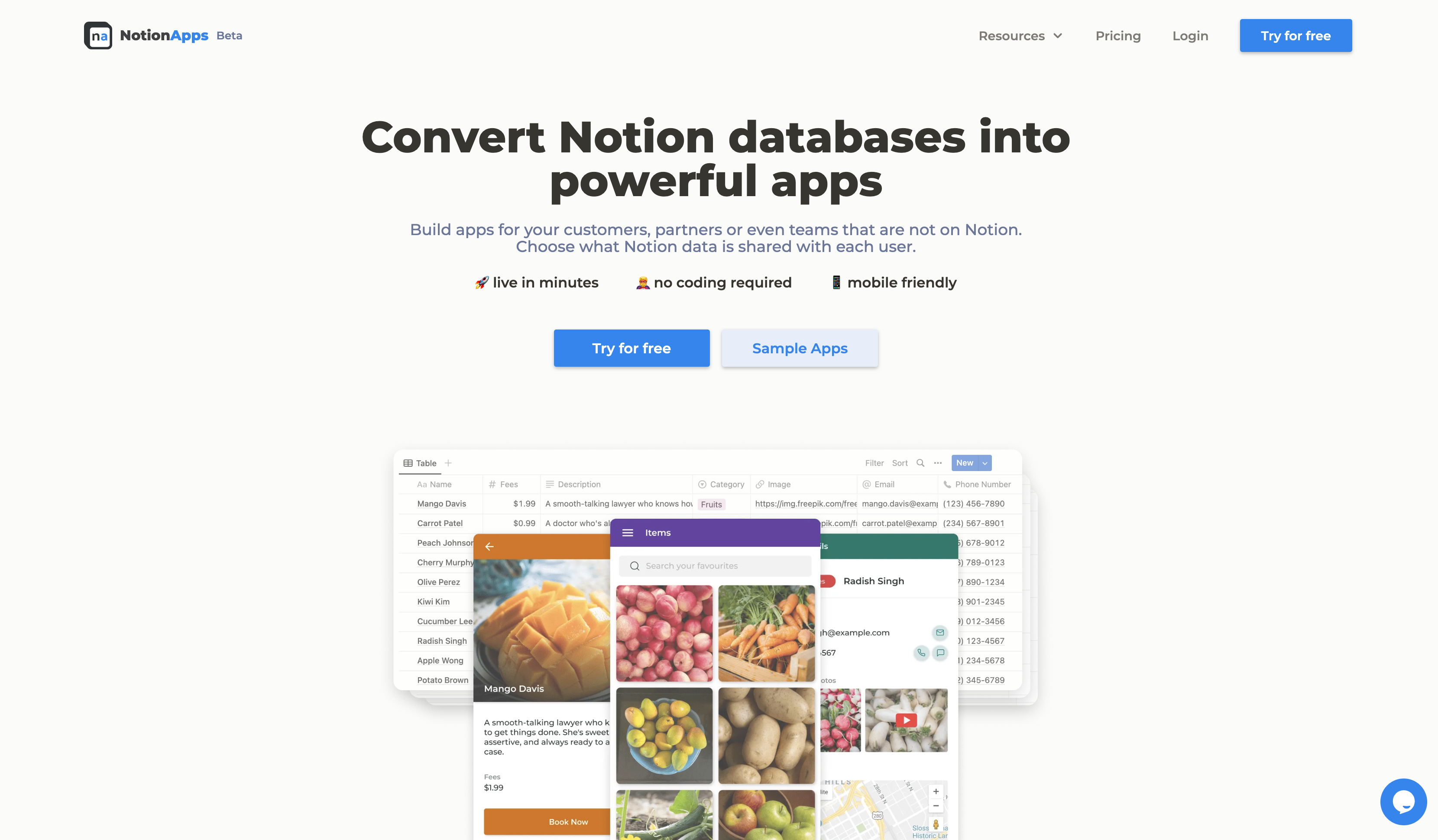 NotionApps Landing page