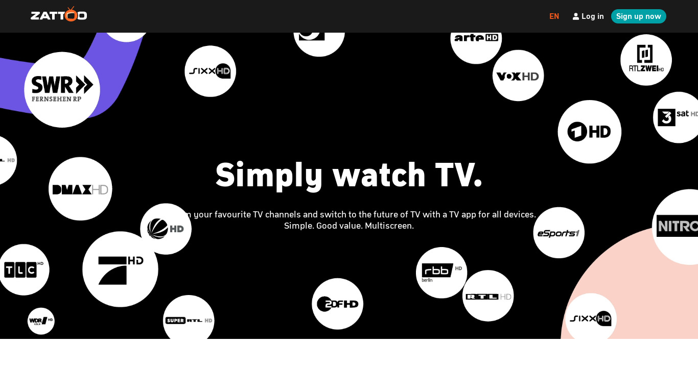 Zattoo Landing page